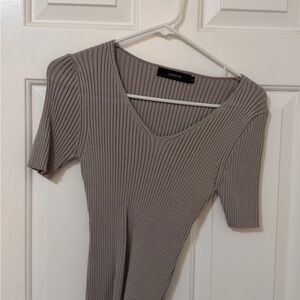 Women's Ribbed Knit Top - Tan